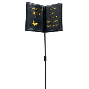 Special Mum Miss You Always Memorial Tribute Stick Graveside Butterfly Black Book Plaque
