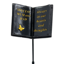 Load image into Gallery viewer, Special Mum and Dad Memorial Tribute Stick Graveside Butterfly Black Book Plaque