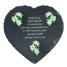 Load image into Gallery viewer, Special Grandad Graveside Memorial Lily Flower Slate Love Heart Grave Plaque Ornament Decoration