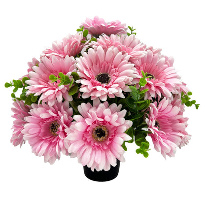 Aster Pink Gerbera Artificial Flower Graveside Cemetery Memorial Arrangement Pot