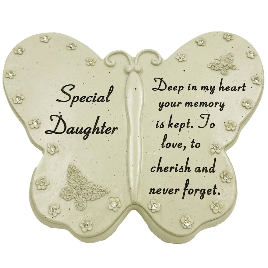 Special Daughter Diamante Butterfly Graveside Grave Memorial Plaque Ornament