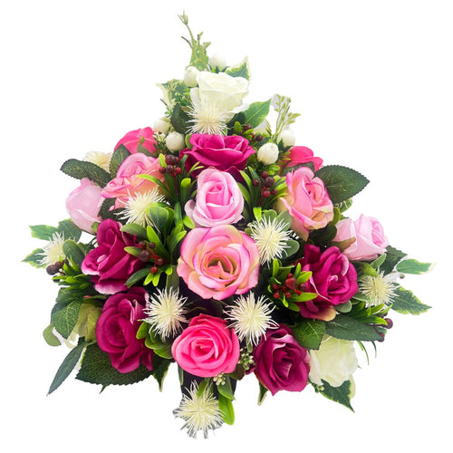 Rosabelle Large Pink Rose Artificial Flower Graveside Cemetery Memorial Arrangement