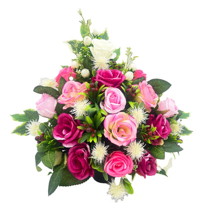 Rosabelle Large Pink Rose Artificial Flower Graveside Cemetery Memorial Arrangement