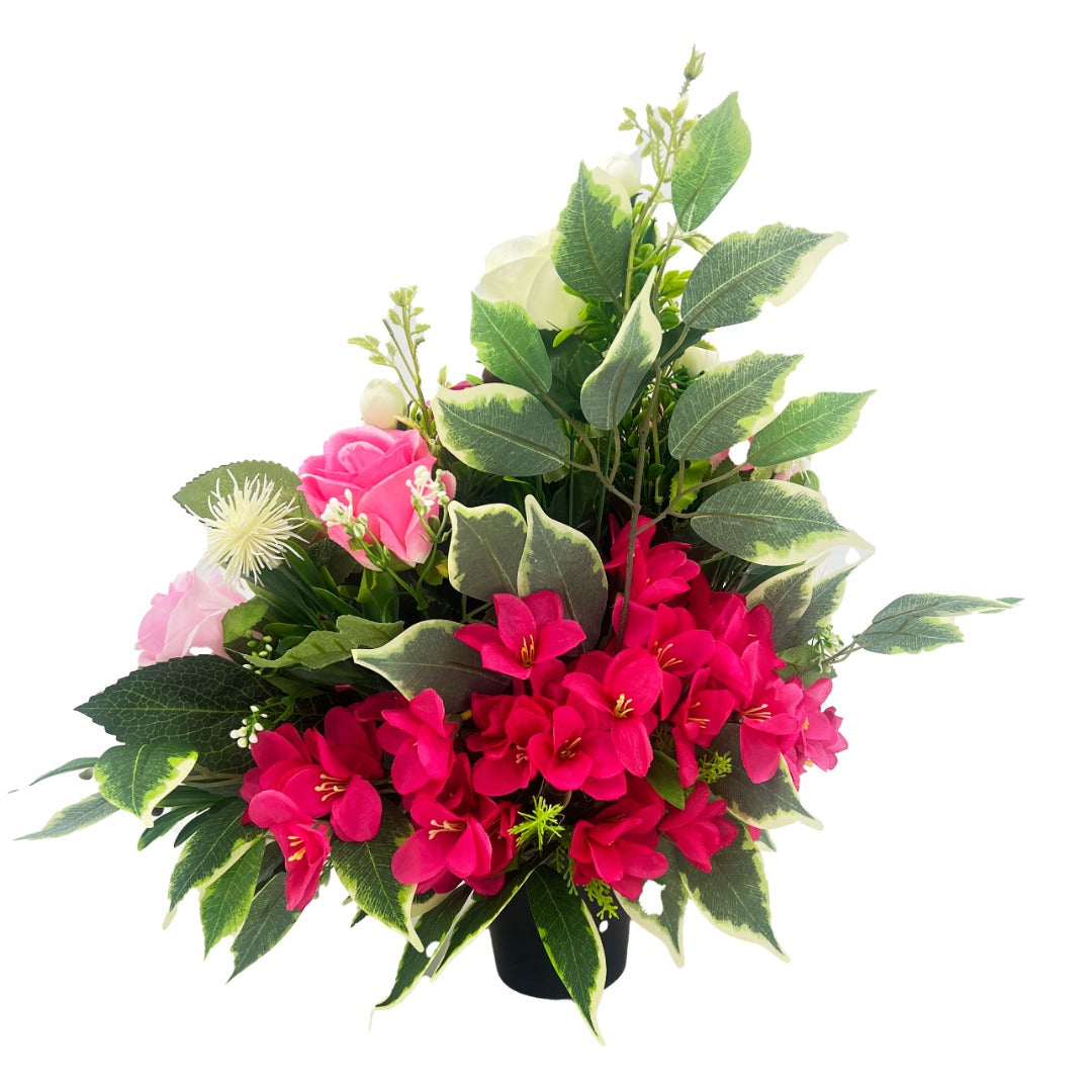 Rosabelle Large Pink Rose Artificial Flower Graveside Cemetery Memorial Arrangement