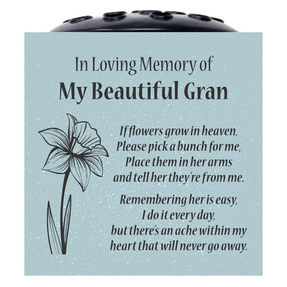 Grey Beautiful Gran Daffodil If Flowers Grow In Heaven Memorial Grave Side Flower Vase Pot