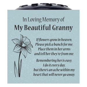 Grey Beautiful Granny Daffodil If Flowers Grow In Heaven Memorial Grave Side Flower Vase Pot