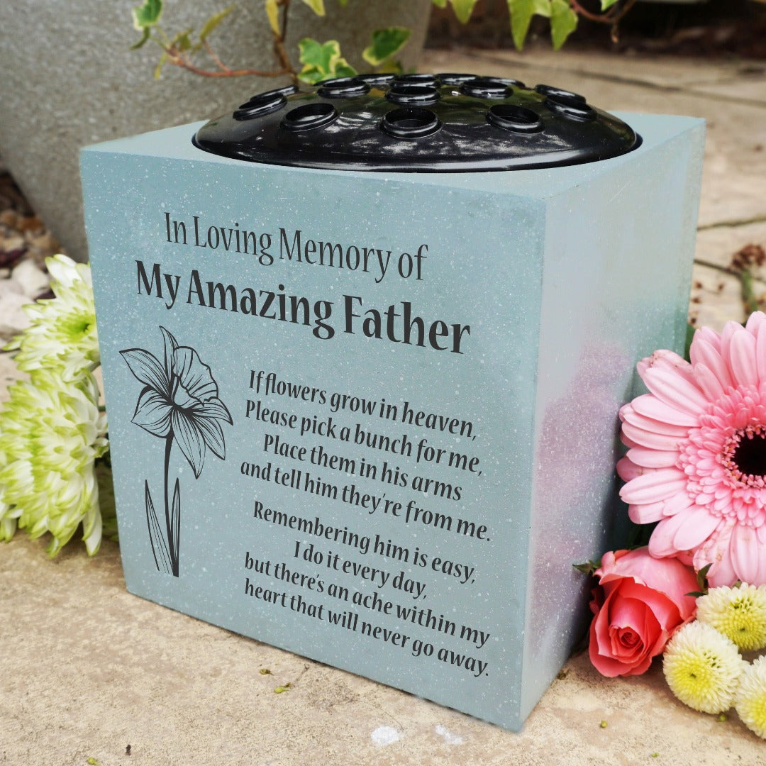 Grey Amazing Father Daffodil If Flowers Grow In Heaven Memorial Grave Side Flower Vase Pot