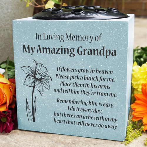 Grey Amazing Grandpa Daffodil If Flowers Grow In Heaven Memorial Grave Side Flower Vase Pot