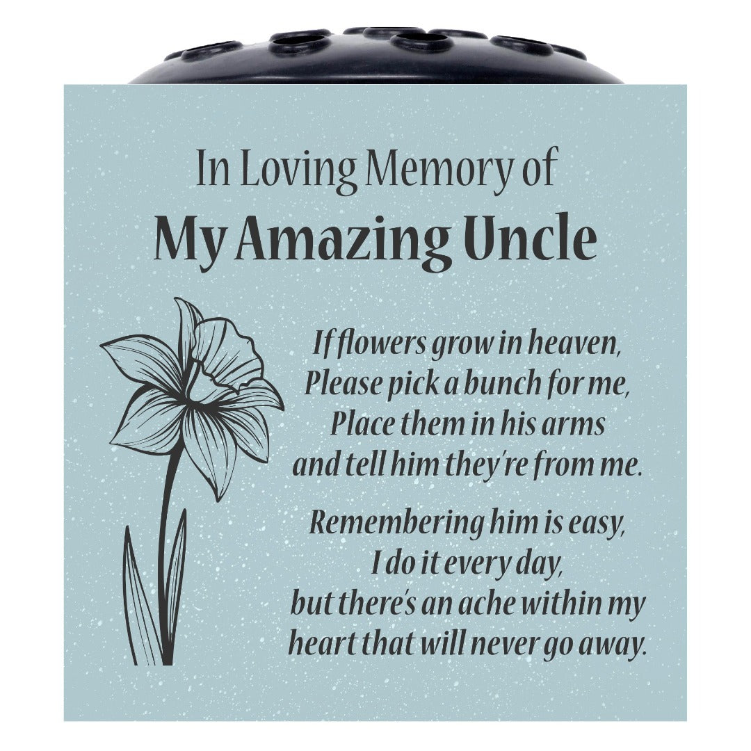 Grey Amazing Uncle Daffodil If Flowers Grow In Heaven Memorial Grave Side Flower Vase Pot