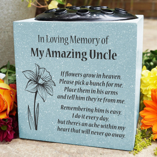 Grey Amazing Uncle Daffodil If Flowers Grow In Heaven Memorial Grave Side Flower Vase Pot