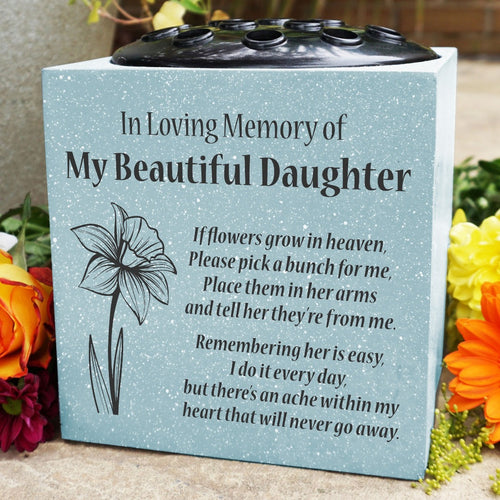 Grey Beautiful Daughter Daffodil If Flowers Grow In Heaven Memorial Grave Side Flower Vase Pot