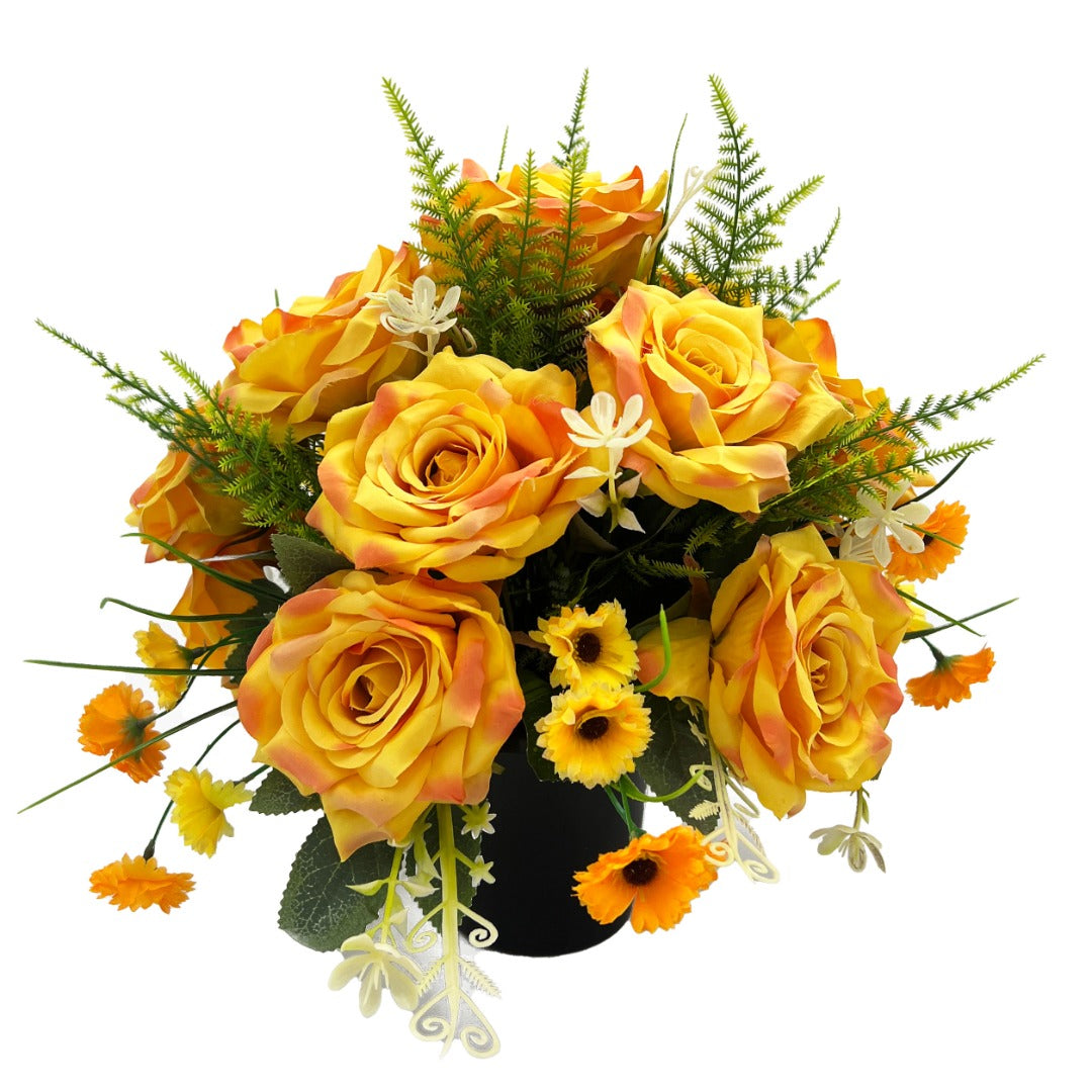 Cyrus Yellow & Orange Rose Graveside Memorial Flower Arrangement