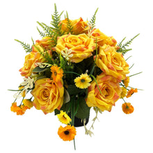 Load image into Gallery viewer, Cyrus Yellow Orange Rose Artificial Flower Graveside Cemetery Memorial Arrangement