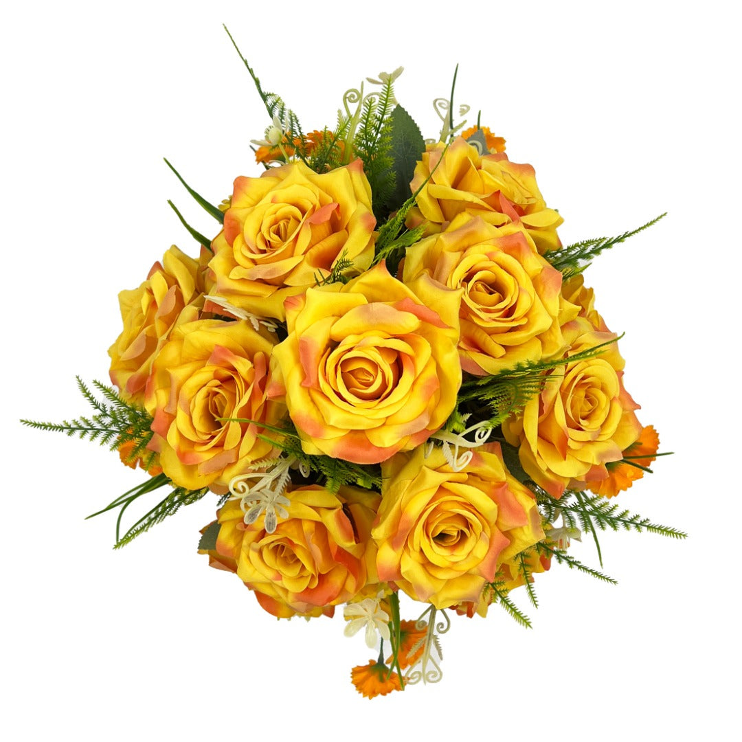 Cyrus Yellow & Orange Rose Graveside Memorial Flower Arrangement