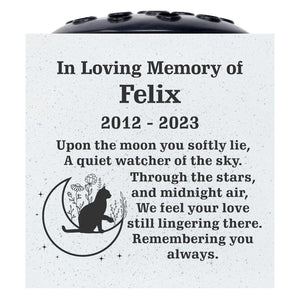 Personalised Custom Pet Cat Moon and Stars Feline Memorial Grave Side Flower Vase Pot