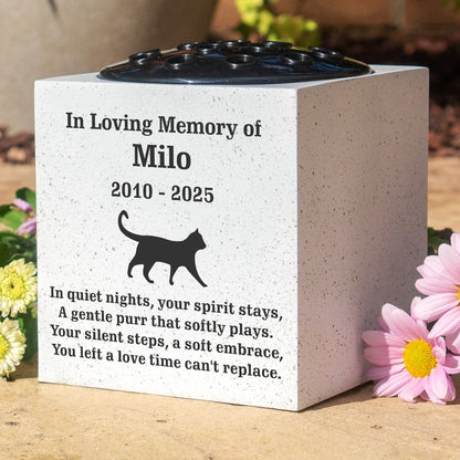 Personalised Custom Pet Cat Walking Feline Memorial Grave Side Flower Vase Pot