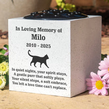 Load image into Gallery viewer, Personalised Custom Pet Cat Walking Feline Memorial Grave Side Flower Vase Pot