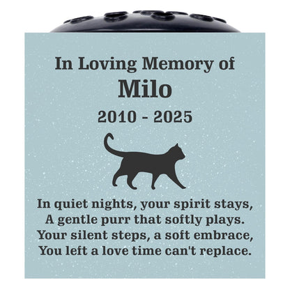 Grey Personalised Custom Pet Cat Walking Feline Memorial Grave Side Flower Vase Pot