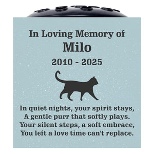 Grey Personalised Custom Pet Cat Walking Feline Memorial Grave Side Flower Vase Pot