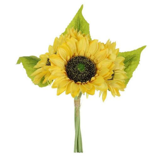 Sunflower Hand Tie Bunch Spray Summer Artificial Flower with 4 heads Bouquet  (32cm)