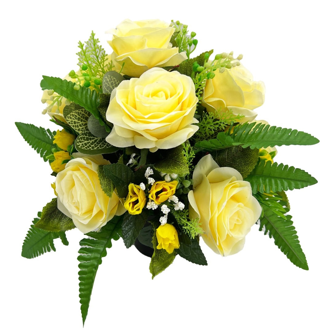 Clara Yellow & Lemon Rose Graveside Memorial Pot Arrangement