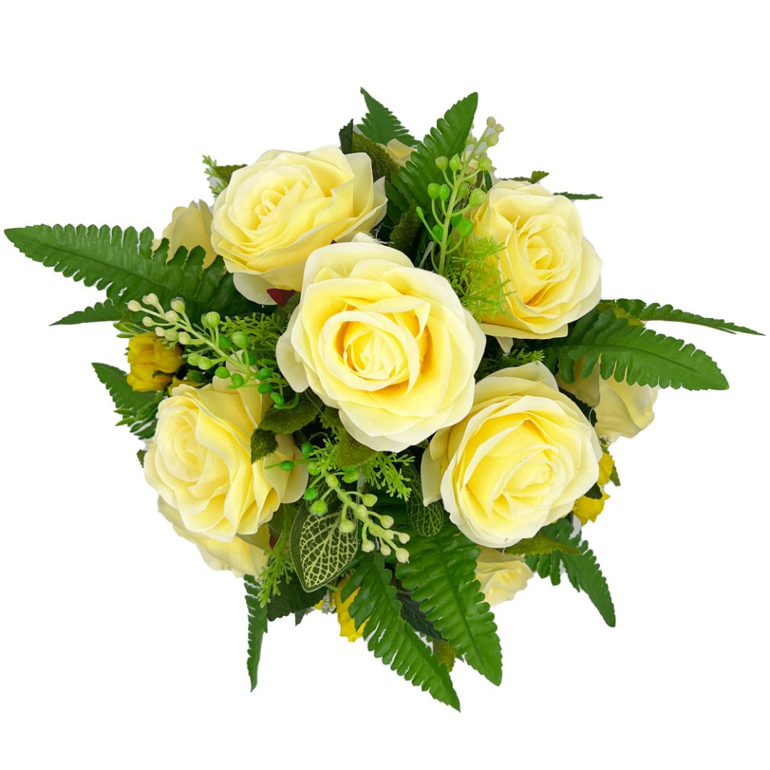 Clara Yellow & Lemon Rose Graveside Memorial Pot Arrangement