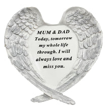 Load image into Gallery viewer, Mum and Dad Guardian Angel Heart Wings Graveside Memorial Plaque Ornament