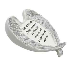 Mum and Dad Guardian Angel Heart Wings Graveside Memorial Plaque Ornament