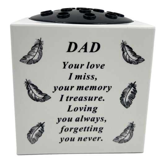 Special Dad Angel Feather Memorial Graveside Flower Vase Container White