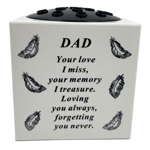 Special Dad Angel Feather Memorial Graveside Flower Vase Container White