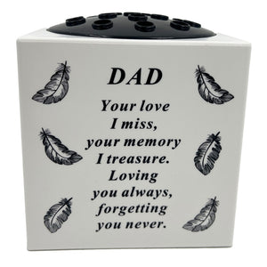 Special Dad Angel Feather Memorial Graveside Flower Vase Container White