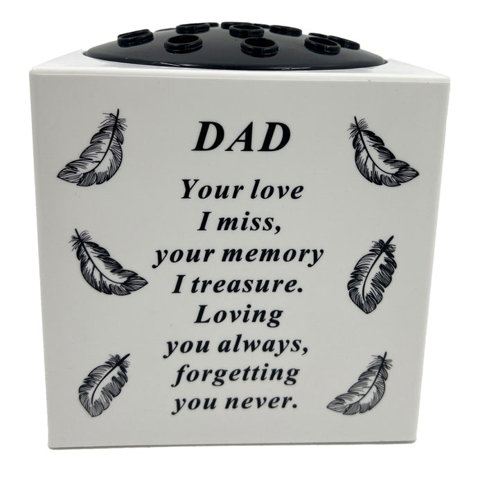 Special Dad Angel Feather Memorial Graveside Flower Vase Container White