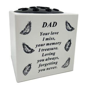 Special Dad Angel Feather Memorial Graveside Flower Vase Container White