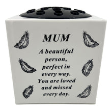 Load image into Gallery viewer, Special Mum Angel Feather Memorial Graveside Flower Vase Container White