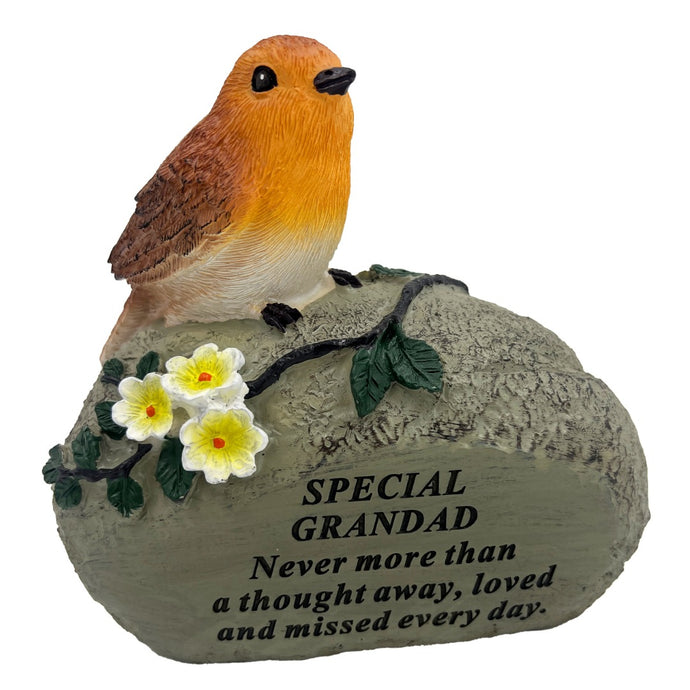 Special Grandad Graveside Memorial Robin Bird Resin Stone Grave Plaque Ornament Decoration Sadly Missed
