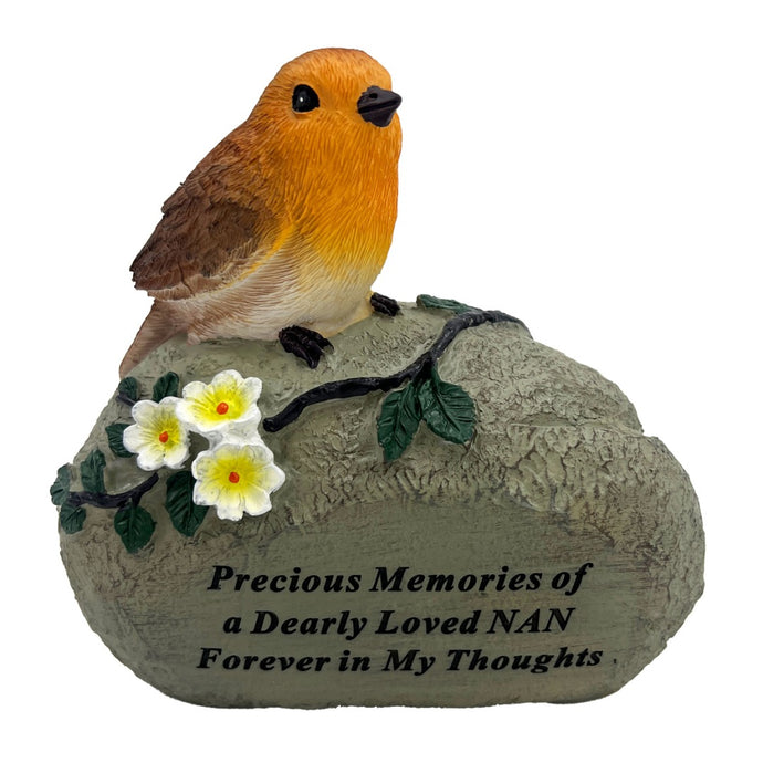 Special Nan Graveside Memorial Robin Bird Resin Stone Grave Plaque Ornament Decoration Sadly Missed