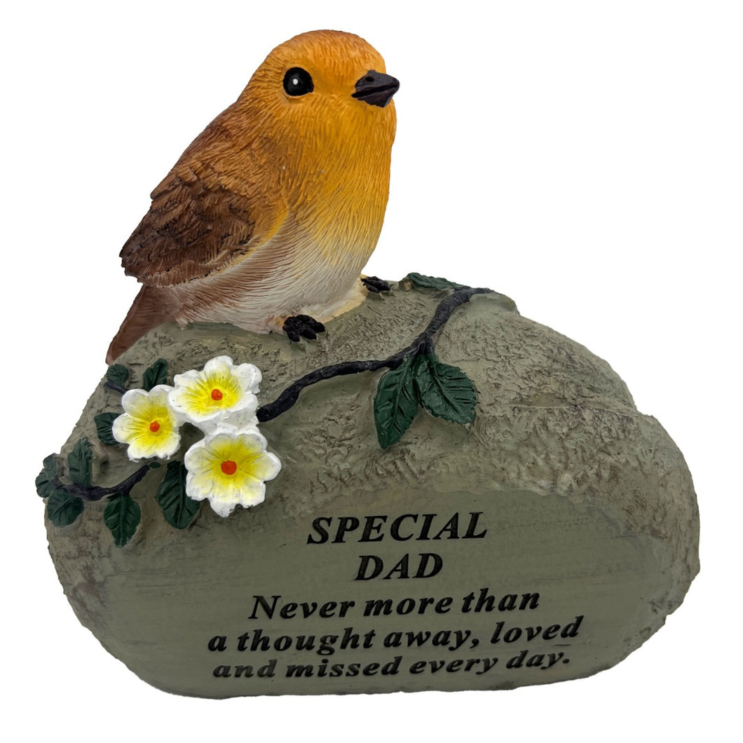 Special Dad Graveside Memorial Robin Bird Resin Stone Grave Plaque Ornament Decoration Sadly Missed