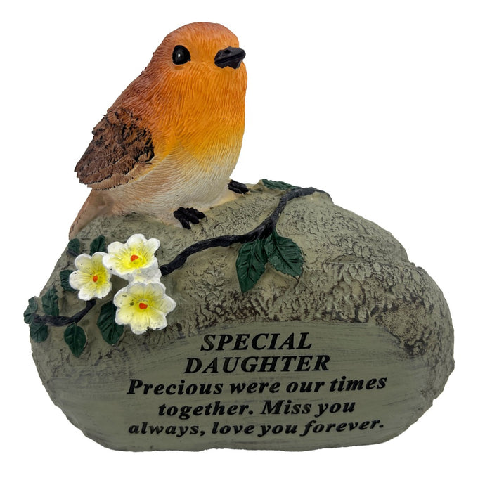 Special Daughter Graveside Memorial Robin Bird Resin Stone Grave Plaque Ornament Decoration Sadly Missed