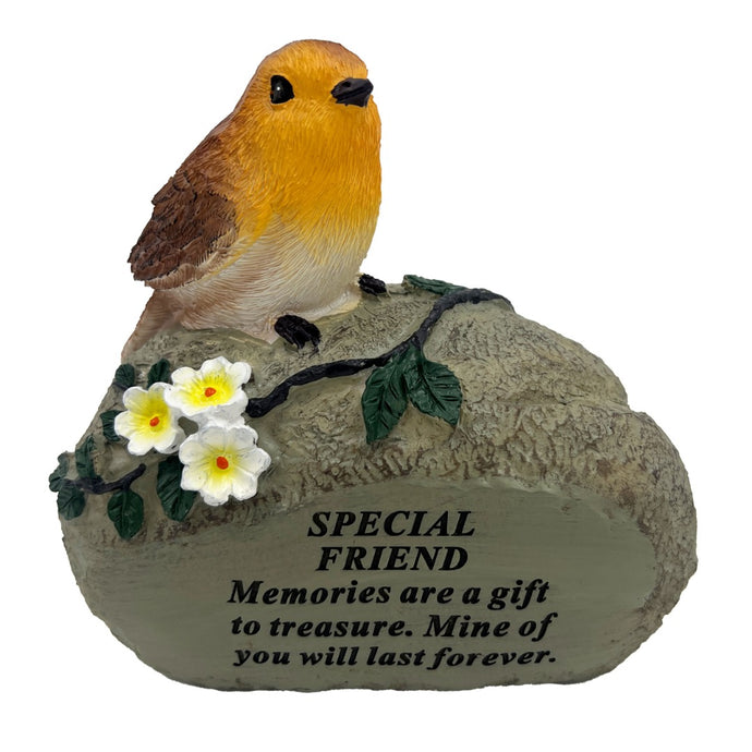 Special Friend Graveside Memorial Robin Bird Resin Stone Grave Plaque Ornament Decoration Sadly Missed