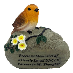Special Uncle Graveside Memorial Robin Bird Resin Stone Grave Plaque Ornament Decoration Sadly Missed