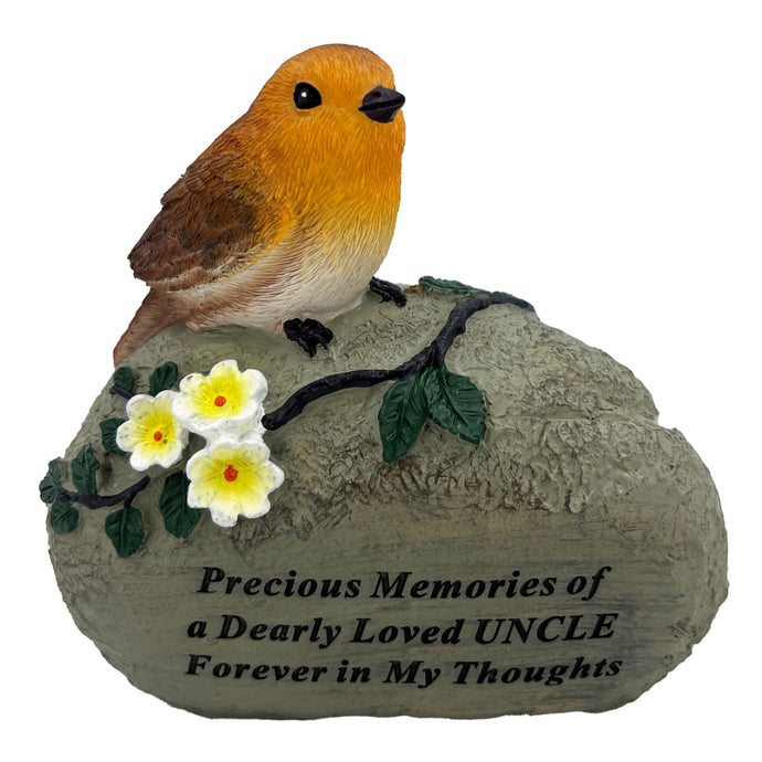 Special Uncle Graveside Memorial Robin Bird Resin Stone Grave Plaque Ornament Decoration Sadly Missed