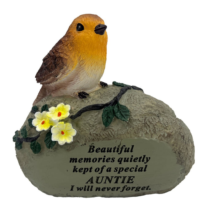 Special Auntie Graveside Memorial Robin Bird Resin Stone Grave Plaque Ornament Decoration Sadly Missed