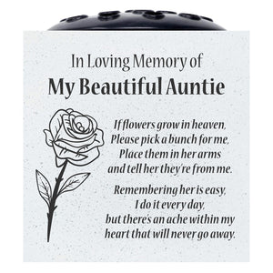 Beautiful Auntie Rose If Flowers Grow In Heaven Memorial Grave Side Flower Vase Pot