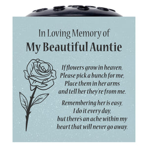 Grey Beautiful Auntie Rose If Flowers Grow In Heaven Memorial Grave Side Flower Vase Pot