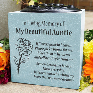 Grey Beautiful Auntie Rose If Flowers Grow In Heaven Memorial Grave Side Flower Vase Pot