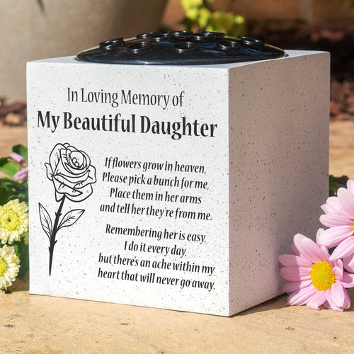 Beautiful Daughter Rose If Flowers Grow In Heaven Memorial Grave Side Flower Vase Pot