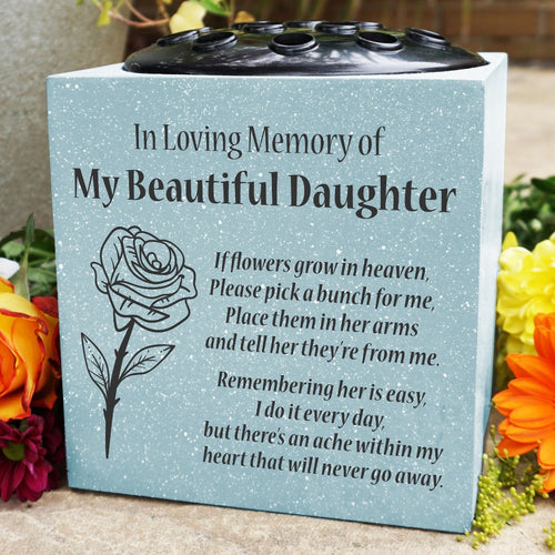 Grey Beautiful Daughter Rose If Flowers Grow In Heaven Memorial Grave Side Flower Vase Pot