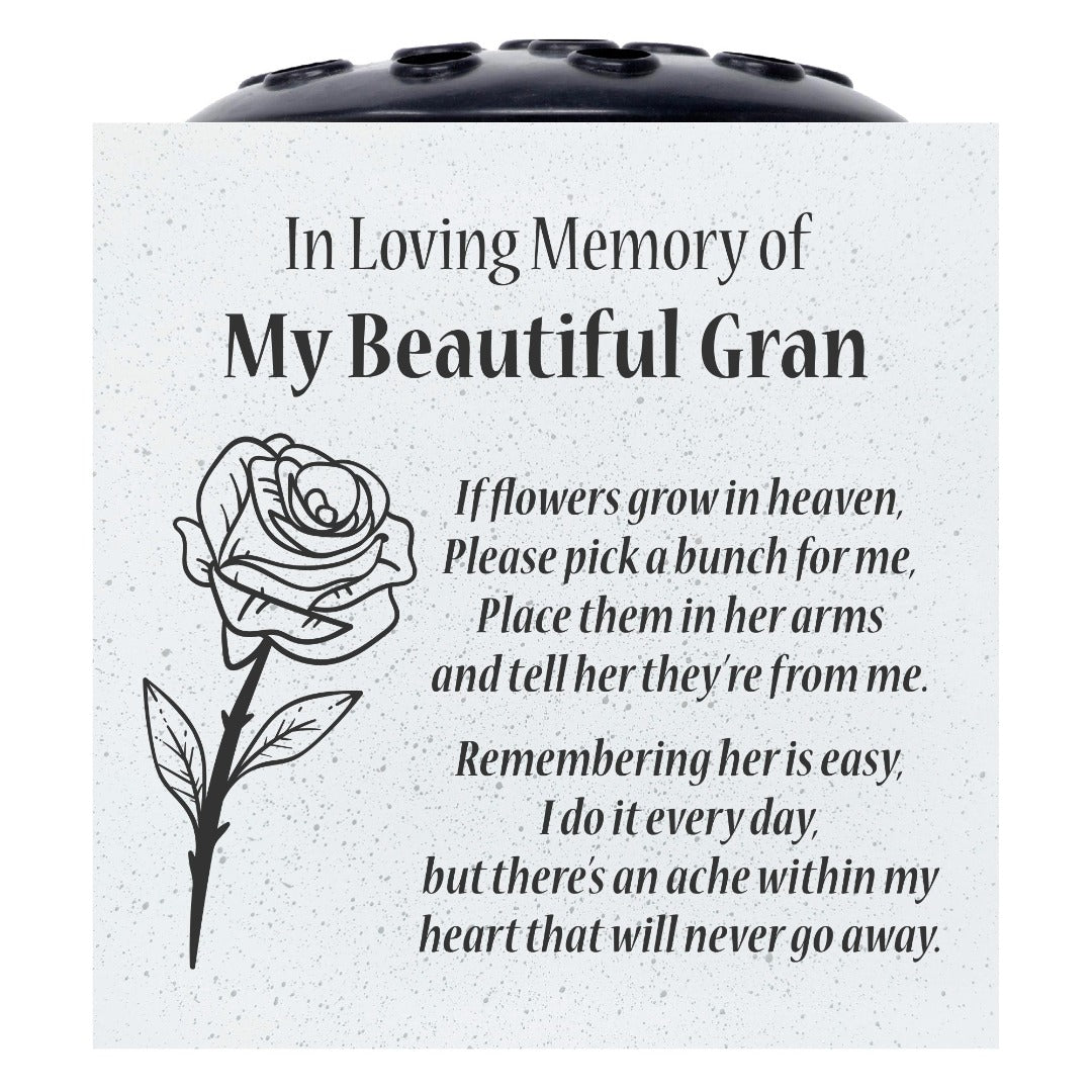 Beautiful Gran Rose If Flowers Grow In Heaven Memorial Grave Side Flower Vase Pot