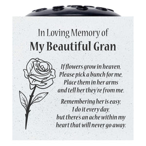 Beautiful Gran Rose If Flowers Grow In Heaven Memorial Grave Side Flower Vase Pot