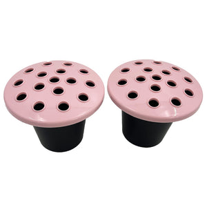 Pink Set of 2 Memorial Grave Vases and Artificial Flowers Plastic Pot Insert Liner Floral Holders For Cemetery Headstone